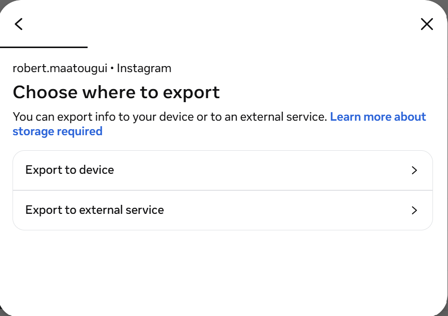Instagram export step 4